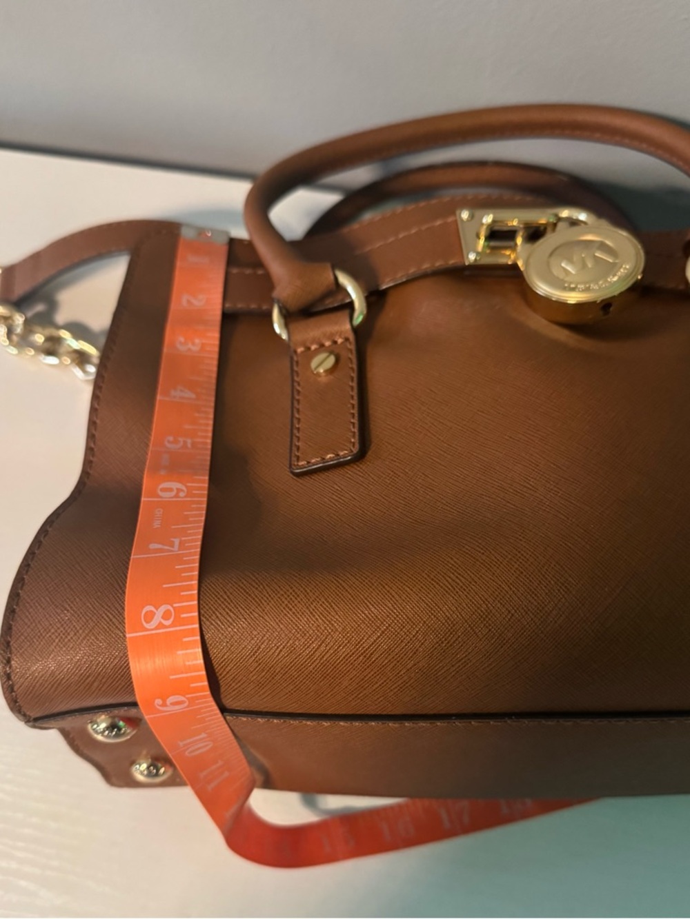 Michael Kors Brown Saffiano Satchel with Gold Hardware - Picture 7 of 13